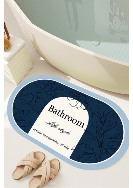 Decomia Home Dijital Kaymaz Yıkanabilir Bath Bathroom Yaprak Banyo Paspası Banyo Halısı DC-8049