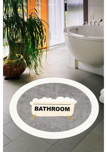 Decomia Home Dijital Baskı Kaymaz Taban Yıkanabilir Bathroom Banyo Paspası Yuvarlak DC-8027 DC-8027