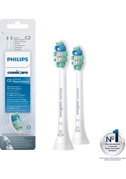 Sonicare HX9022/10 - Optimal Plaque Defence - Sonic Şarjlı Diş Fırçası Yedek Başlıkları - 2'li Beyaz