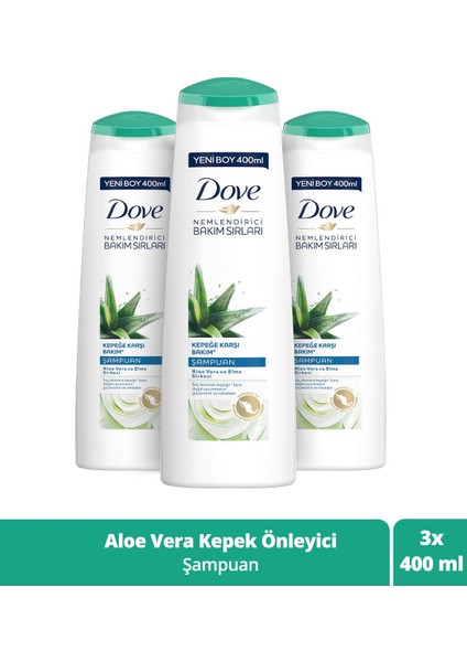 Saç Bakım Şampuanı Kepeğe Karşı Bakım Aloe Vera ve Elma Sirkesi 400 ml X3