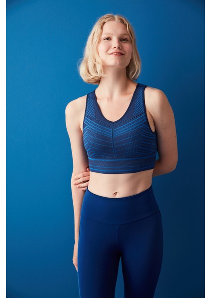 Lacivert V Yaka Sporcu Sütyeni fiyatları