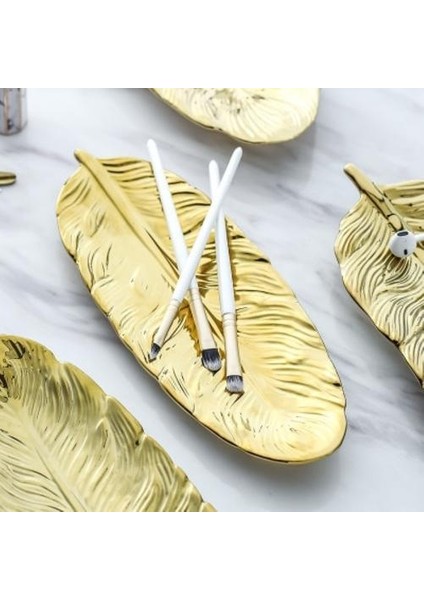 Lüks Seramik Tabak Depolama Tepsisi Altın Rim Altın Tüylü Takı Makyaj Fırça Depolama Dekoratif Suşi Plaka | Depolama Tepsileri (Altın-Küçük)(Yurt Dışından) modelleri