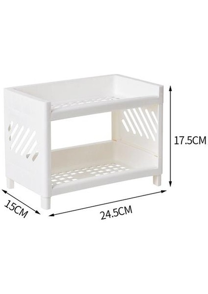 Çift Katmanlı Hollow Raf Plastik Masaüstü Banyo Depolama(Yurt Dışından)