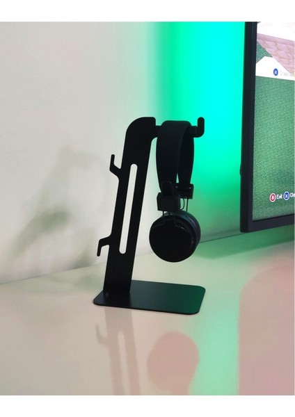 Metal Kablo Kanalli Kulaklik Askısı Headset Stand