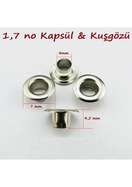 Kapsül & Kuşgözü 1,7 No 230 Adet Leathercraft, Deri Hobi fiyatları