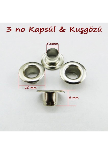 Kapsül & Kuşgözü 3 No 125 Adet Leathercraft, Deri Hobi