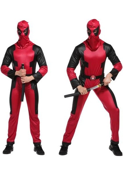 Yeni Varış Cadılar Bayramı Cosplay Mavi Fantasia Ninja Yetişkin Çocuklar Erkek Demon Kostüm Korsan Suit | Film ve tv Kostümleri (Kırmızı)