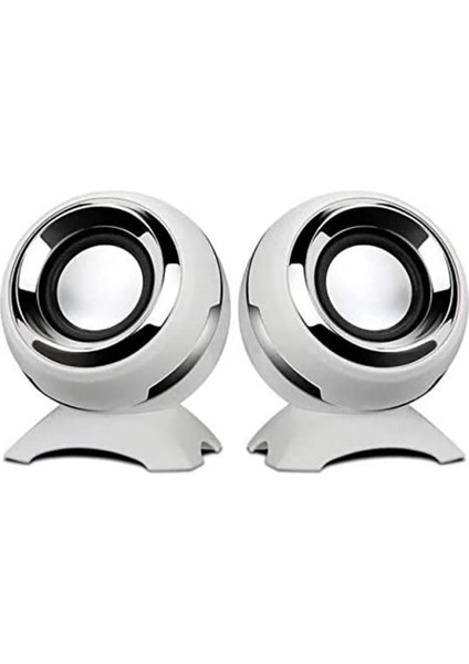 Mini Bilgisayar Hoparlörü, Hıfı Sesli USB Powered Masaüstü Hoparlörler, Superior Stereo Ses, Çift Boynuz, Dizüstü Bilgisayar Için Mükemmel (Renkler) | Bilgisayar Hoparlörleri (Beyaz Gümüş)