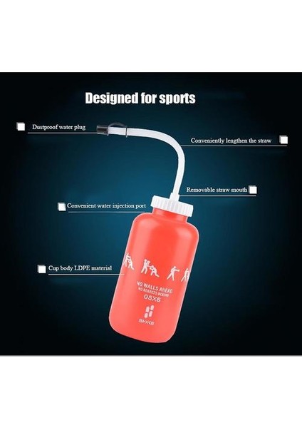 Boks Eğitimi ile Saman ile 1 Litre Spor Su Şişesi (Kırmızı)(Yurt Dışından)