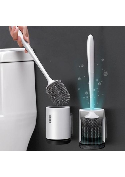 Silikon Tuvalet Fırçası Yumuşak Kıl Duvara Monte Banyo Tuvalet Fırçası Tutucu Seti Temiz Aracı Dayanıklı Termo Plastik Kauçuk | Tuvalet Fırçası Tutucular