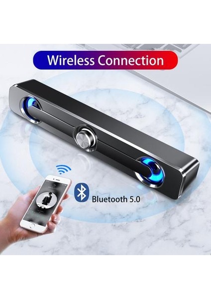 Siyah Bluetooth Ses Bar Tv USB Bilgisayar Hoparlör Ses Bar Bilgisayar Hoparlörler Için Uygun Dizüstü Masaüstü Subwoofer Bilgisayar Hoparlörler(Yurt Dışından)