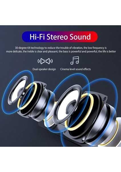 Siyah Bluetooth Ses Bar Tv USB Bilgisayar Hoparlör Ses Bar Bilgisayar Hoparlörler Için Uygun Dizüstü Masaüstü Subwoofer Bilgisayar Hoparlörler(Yurt Dışından)