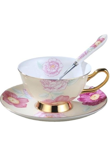 Avrupa Tarzı Meyve Çiçek Çay Bardağı Ev Seramik Kupası Çay Fincanı Ingilizce Öğleden Sonra Çay Çay Seti Çay Bardağı Set Kahve Kupası | Teacups