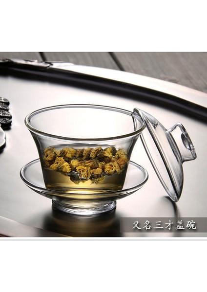 Isıya Dayanıklı Cam Kapak Kase Çin Kung Fu Çay Seti Çay Töreni Aksesuarları Çay Bardağı Çay Evi Çay Seti | Çay Tureen