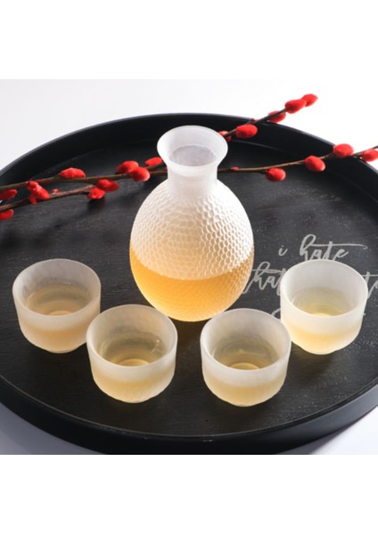 5 Adet Japon Şarap Seti: Sake Fincan, Pot, Meyve Erik Küçük Cam Isıtıcı, Ev Takım Elbise