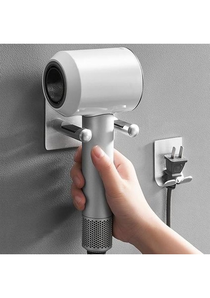 Saç Kurutma Makinesi Depolama Tutucu Banyo Duvar Montaj Fiş Kanca Alüminyum Tutucu Banyo Organizatör | Banyo Rafları