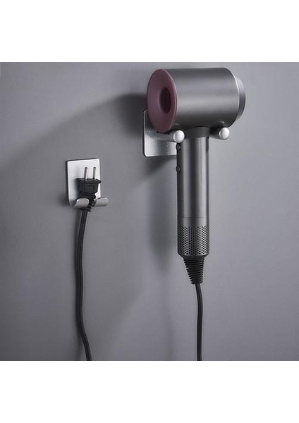 Saç Kurutma Makinesi Depolama Tutucu Banyo Duvar Montaj Fiş Kanca Alüminyum Tutucu Banyo Organizatör | Banyo Rafları