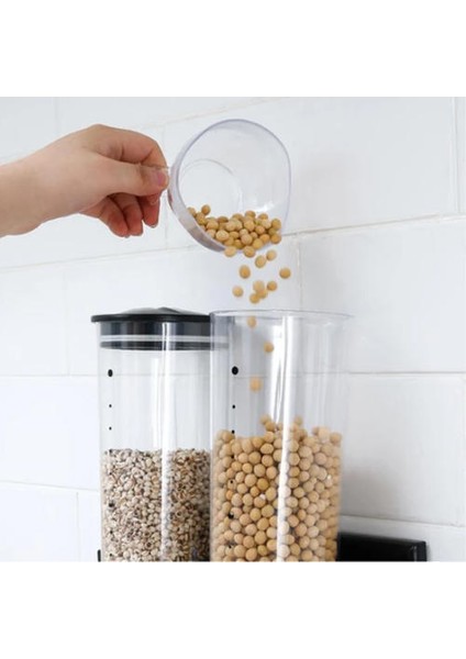 2 Adet Tahıl Dağıtıcı Çift Tek Kuru Gıda Snack Tahıl Tabanlı Plastik Depolama Konteyner Duvar Asılı Ev Organizatör Tankları | Şişeler, Kavanozlar ve kutular