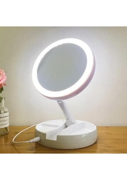 Katlanabilir USB Şarj Veya Pil LED Ayna Makyaj Beyaz Makyaj Kozmetik Ayna Işık ile 10X Büyüteç Masa Aynaları | Banyo Aynaları fiyatları