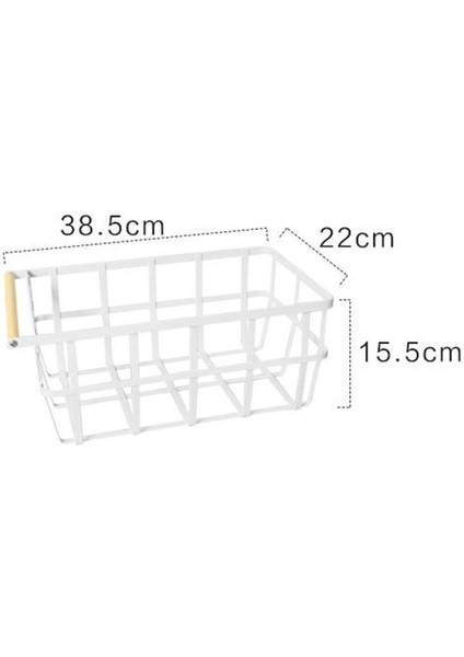 1 Adet Mutfak Demir Sepeti Beyaz Sebze Ahşap Saplı Süzgeç Saklama Kutusu Tutucu Konteyner Otel Ev Restoran Için | Çanta ve sepet