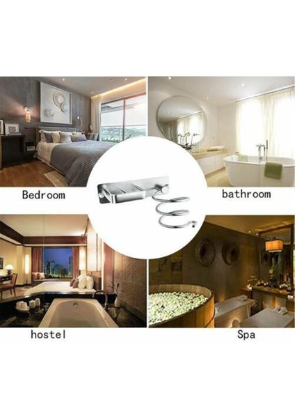 Alüminyum Duvar Saç Kurutucu Tutucu Dolap Gümüş Metal Duvar Saç Kurutma Makinesi Tutucu Dolap Düzleştiriciler Depolama Standı Raf Tutucu | Banyo Rafları(Yurt Dışından)