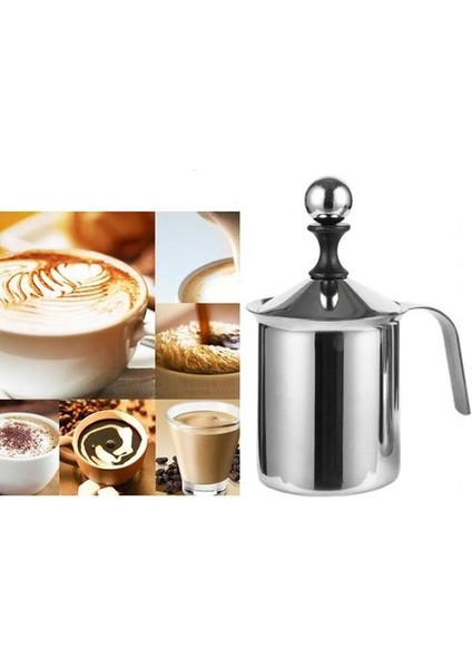 400 ml Paslanmaz Çelik Süt Frother Pompası Kahve Mikseri Süt Foamer Cappuccino Latte Kahve Aletleri Için Çift Mesh | Sütlüler