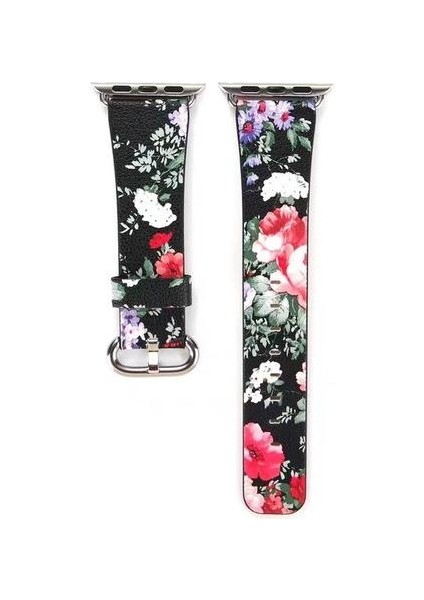 Çin Mürekkep Boyama Çiçek Deri Watch Band Bileklik Için Izle Serisi | Apple Watch Için Band | Deri Watch Band(Yurt Dışından)