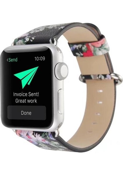Çin Mürekkep Boyama Çiçek Deri Watch Band Bileklik Için Izle Serisi | Apple Watch Için Band | Deri Watch Band(Yurt Dışından)