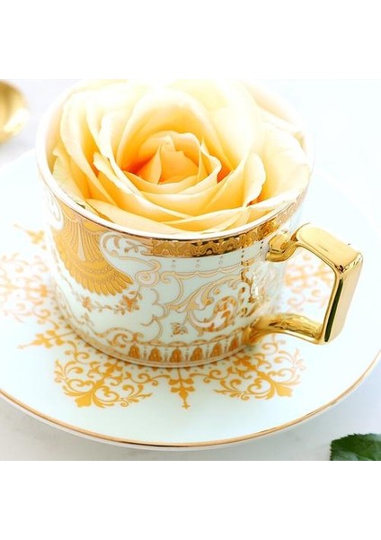Kemik Çin Kupa Altın Desen Kahve Fincanı Tabağı Seramik Çay Kupası Ingiliz Öğleden Sonra Çay Kupası Süt Kahve Fincanı Ev Içme Seti | Kahve Kupası ve tabak Setleri(Yurt Dışından) fiyatları