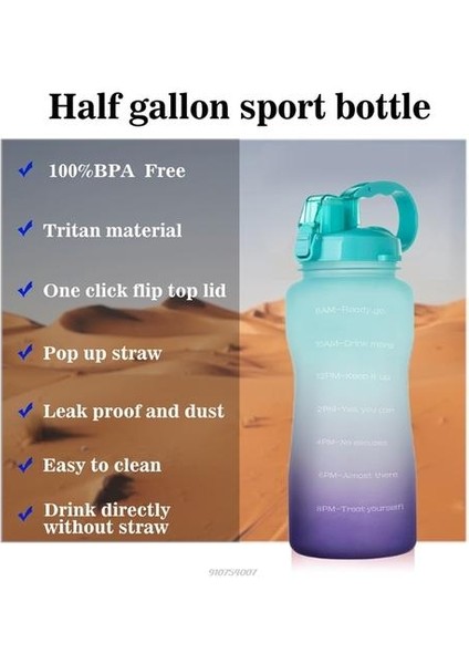 2.0 Litre Su Şişesi Bpa Ücretsiz Büyük Ilham Verici Spor Su Şişesi Sızdırmaz Buzlu