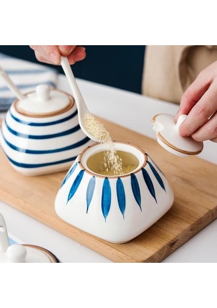 2 Adet Yaratıcı Seramik Mutfak Malzemeleri Tuz ve Şeker Çalkalayıcı / Baharat Kavanoz, Baharat Tencere Kaseleri, Tepsi ve Kaşık Konteyner Çeşni Kavanozlar | Şişeler, Kavanozlar ve kutular