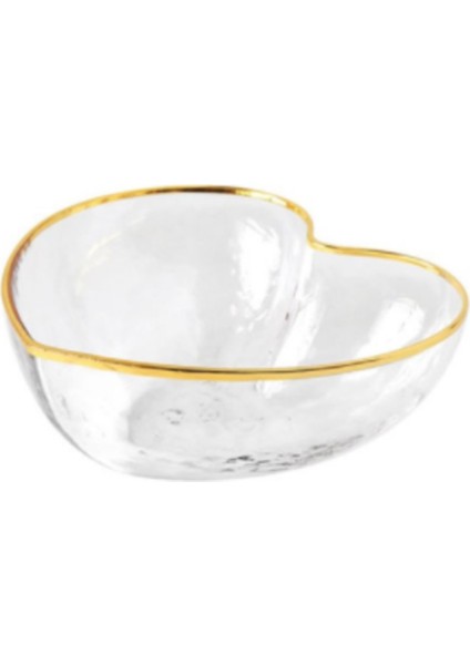 Yaratıcı Cam Kase Meyve Salatası Kase Noodle Pirinç Kase Kristal Kalp Şeklinde Altın Kenar Cam Kase Dekorasyon Kahvaltı Sofra Takımı | Kaseler