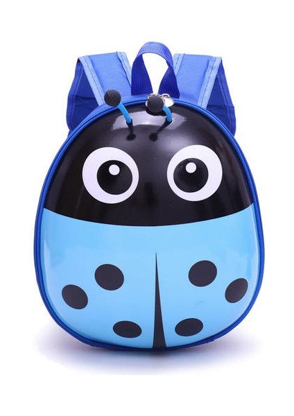 Sevimli Karikatür Yedi Yıldızlı Uğur Böcek Çocuk Sırt Çantası Okul Çantası Yumurta Çantası Ilkokul Anaokulu Sert Kabuk Çanta (Mavi)