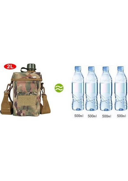 Büyük Kapasiteli Taktik Spor Su Şişesi Ordu 2l Açık Çanta Omuz Askısı Militar Su Şişesi ile Açık | Spor Şişeleri modelleri