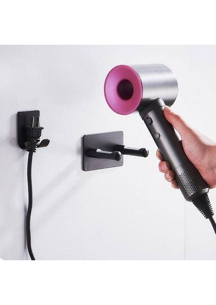 Paslanmaz Metal Duvar Montaj Braketi Su Geçirmez Yumruk Ücretsiz Depolama Kanca Askısı Için Saç Kurutma Makinesi Güç Kablosu Tutucu Organizatör | Banyo Rafları