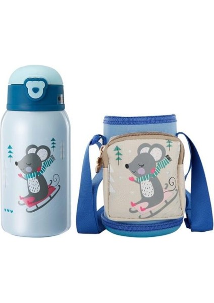500 ml Bebek Besleme Thermocup Çocuk Şişe Vakum Şişesi Okul Paslanmaz Çelik Termal Kupa Termos Kupası | Kupalar (Mavi)