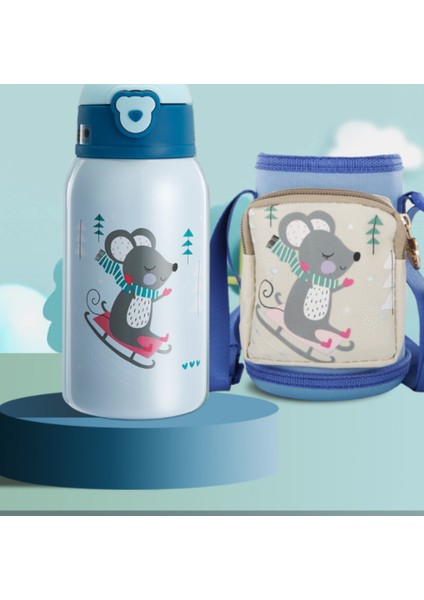 500 ml Bebek Besleme Thermocup Çocuk Şişe Vakum Şişesi Okul Paslanmaz Çelik Termal Kupa Termos Kupası | Kupalar (Mavi)