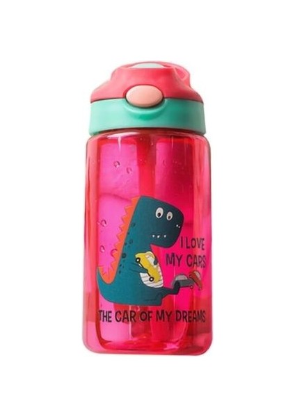 480 ml Karikatür Sevimli Dinozor Bebek Besleme Kupası Kalınlaşmak Çocuklar Öğrenmek Içme Su Saman Şişe Ördek Gönderme Kupası Eğitim Şişesi | Kupalar (Kırmızı)