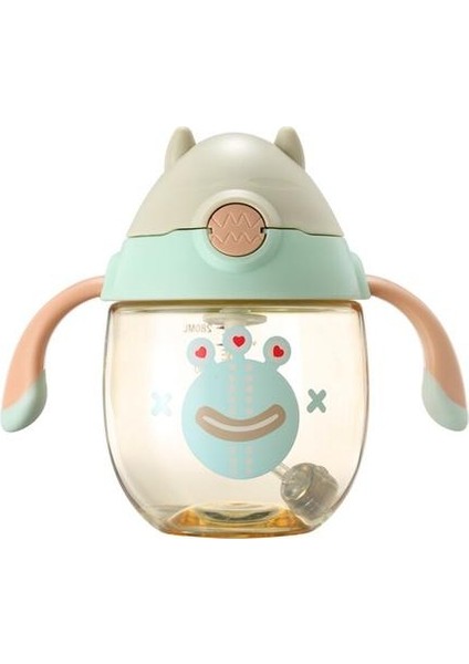 280 ml Çocuk Hasır Kupası Bebek Öğrenme Içecek Kupası Kolu ile Bebek Anti Kaçak Anti Boğulma Su Şişesi Ppsu + Pp | Kupalar (Kahverengi Yeşil Gri)