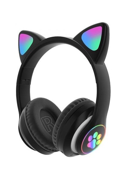 (Siyah) Sevimli Kedi Kulakları Bluetooth Kablosuz Kulaklık