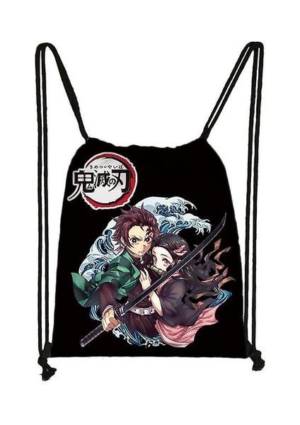 Karikatür Anime Drawstring Çanta Sırt Çantası