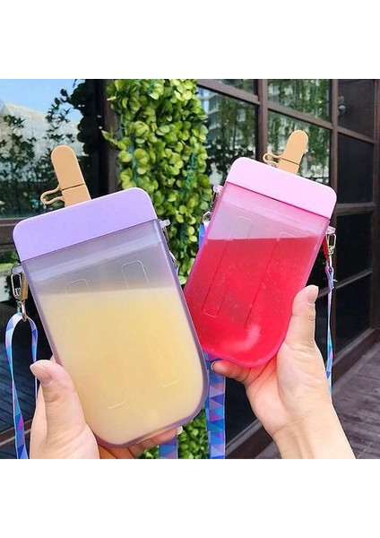 Sevimli Çocuklar Su Şişeleri Pipetler ile Yaratıcı Dondurma Popsicle Sızdır Yalan Plastik (Mor)