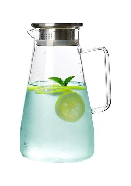 Cam Carafe Soba Üst Güvenli Isıya Dayanıklı Büyük Sürahi Su Isıtıcısı Sıcak ve Buzlu Çay Su Suyu Içecek Dropshipping | Çaydanlıklar (1.5l)