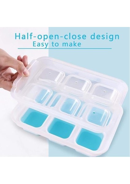 Silikon Buz Küpü Tepsileri 2 Kapaklı Set, Gıda Sınıfı Yaratıcı Viski Buz Topu Kalıp, 6 Izgara Kare Buz Kafası | (20 * 13.5 * 5.4cm) modelleri