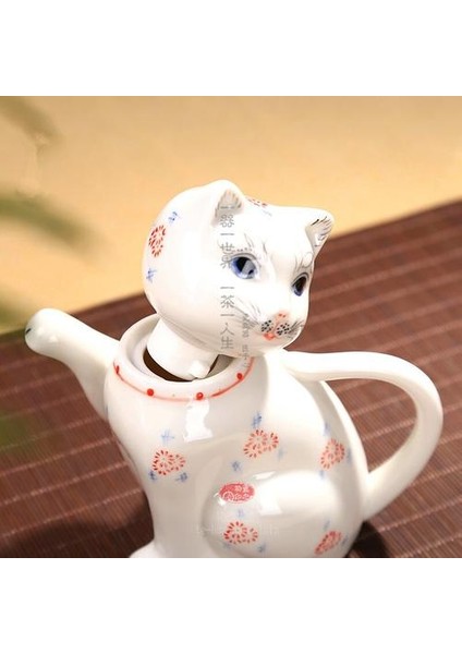 El Boyalı Mavi ve Beyaz Seramik Şanslı Kedi Çaydanlık Yaratıcı Hayvan Seramik Çay Potu Tek Pot | Pot Çay | Pot Seramik Pot Hayvan fiyatları