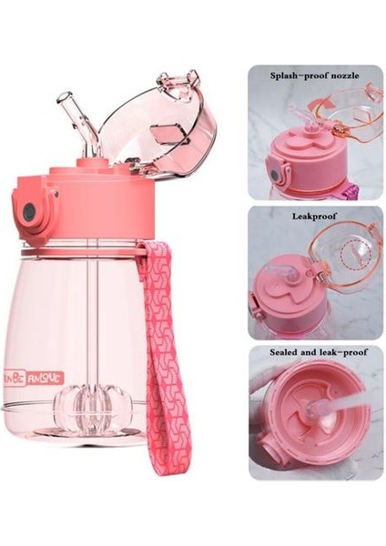 Çocuklar Saman ile Içecek Kupası 300 ml Şeffaf Çocuk Spor Su Şişesi Güvenlik Pp Bebek Antibokalı Sippy Besleme Öğrenme Bardak | Kupalar (Pembe) fiyatları
