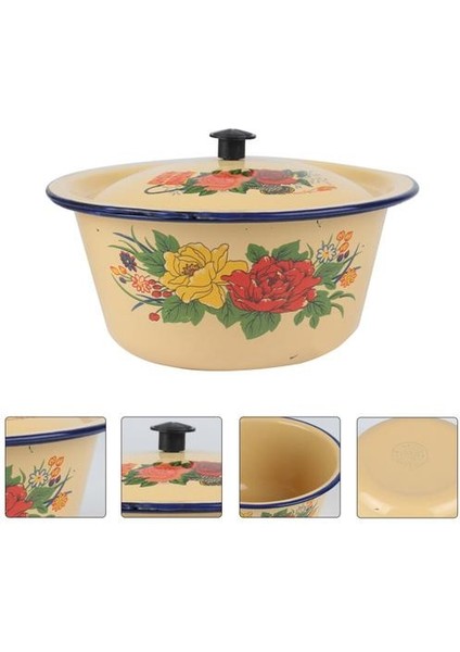 1 Adet Vintage Antika El Yıkama Havzası Tureen Pot ile Kapak Retro Emaye Bowl | Kaseler