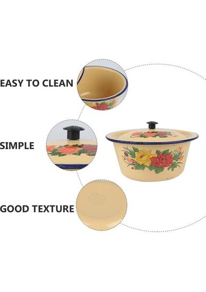 1 Adet Vintage Antika El Yıkama Havzası Tureen Pot ile Kapak Retro Emaye Bowl | Kaseler