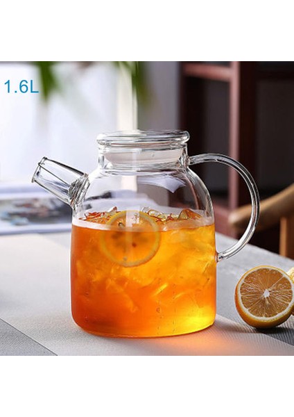 Yüksek 1600ML Cam Su Isıtıcısı Su Sürahi Isıya Dayanıklı Çaydanlıklar Şeffaf Kapaklı Ev Ofisi ile