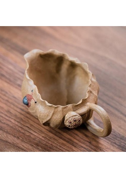 Yixing Zisha Ham Cevcut Damla Yamacı Çamur Biyonik Lotus Yaprak Fairway Bardak Tüm Manuel Çay Seti Lotus Eğlenceli Kamu Kupası Çay Masası Süsler | Teacups modelleri